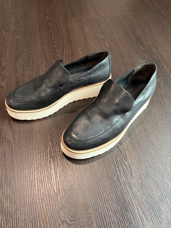 Vince Other - Vince Black Leather Slip-On Loafers with White Platform Sole
